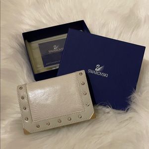 Silver Lizard Printed Leather Swarovski Wallet